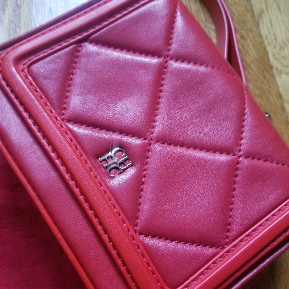 Carolina Herrera crossbody leather bag RED & Gold hardware